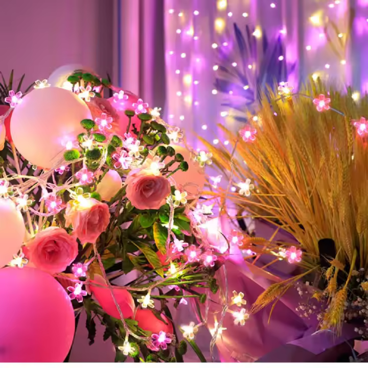 Cadena De Luces LED De Flor De Cerezo Para Exterior Decoración Colorida Para Día De San Valentín Atmosfera Courtyard Luz Colgante - 1