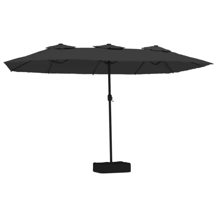 Sombrilla Doble de Jardín con Luces LED Negro 449x245 cm - 1