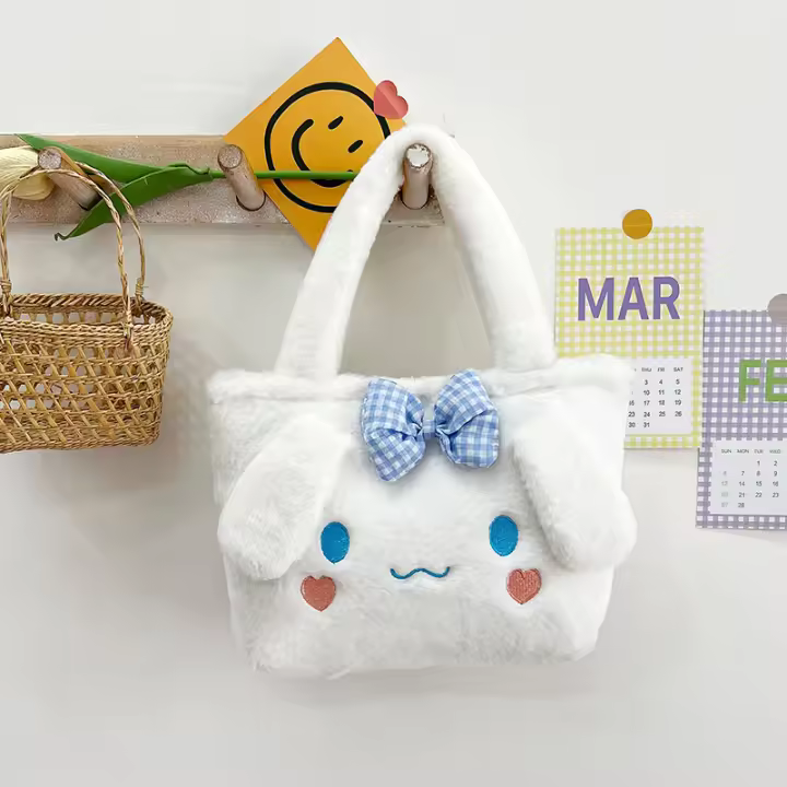 Bolso De Peluche Sanrio Grande Capacidad Con Dibujos Animados Melody Kuromi Y Cinnamon Bolso De Mano Para Mujer Regalo De Cumpleaños Kawaii - 1