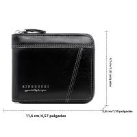 Cartera De Cuero Para Hombre Lujo Monedero Con Bolsillo Para Monedas Y Tarjetas Cierre De Cremallera Protección RFID - details 14
