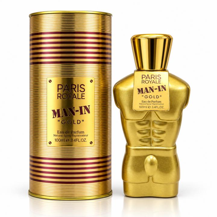 Perfume MAN-IN "GOLD" Paris Royale 100 ml. Fragancia masculina oriental ambarada con notas de menta, lavanda, haba — oferta en Miravia