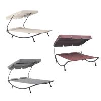 Mediawave Store Cama al aire libre PARADISE con almohadas y sombrilla 155x173x200 cm, ideal jardín, relax y confort - details 0