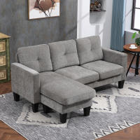 HOMCOM Sofá Esquinero Sofá en Forma de L Tapizado en Poliéster Sofá Chaise Longue Reversible con 3 Cojines para Salón Carga 180 kg 186x130x84 cm - details 2