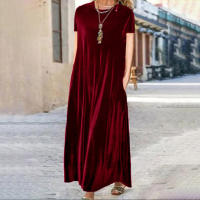 Vestido Largo De Cuello Redondo En Velours Dorado Para Primavera Estilo Europeo Y Americano Ajustado Con Decoración De Salón De Oficina - details 5