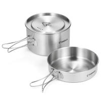 TOMSHOO Juego De Cocina Para Camping 2pcs Con Manos Plegables Y Bolsa De Transporte De Malla Acero Inoxidable Con Asas Plegables - details 5