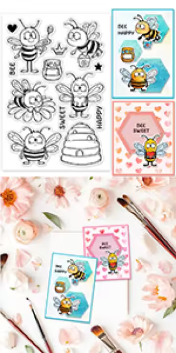 1pc Estampas De Silicona Transparente De Ratón Y Postre Para Scrapbooking Animal De Dibujos Animados Estampado De Café - 1