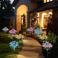 Lámpara Solar De Flores De Orquídea Con 7 Cabezas Para Decoración De Jardín Patio Camino Puerta Exterior Impermeable Luz De Paisaje Moderna - details 5