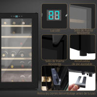 HOMCOM Nevera Vinos 24 Botellas 65L Vinoteca con Luz LED Interior Pantalla Táctil Digital Control de Temperatura Puerta de Vidrio y 5 Estantes de Metal Negro - details 1