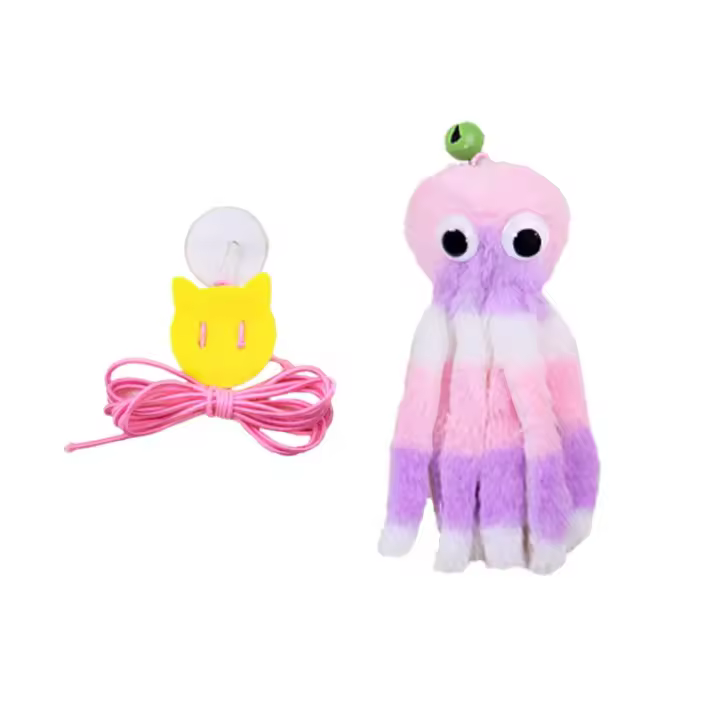 Juguete Para Gatos Colgante De Puerta Octopus De Peluche Atractivo Para Morder Con Ventosa Interactivo Para Gatos Jóvenes Y Adultos Suministros Para Mascotas - 1
