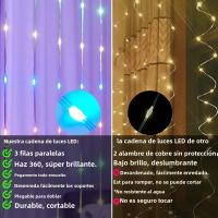 Cadena De Luces LED Para Cortinas RGBIC Con Enchufe USB Y Control Remoto Bluetooth Y APP Para Decoración De Habitaciones - details 2