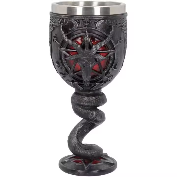 Cáliz (16 cm, resina con acero inoxidable, color negro - 1