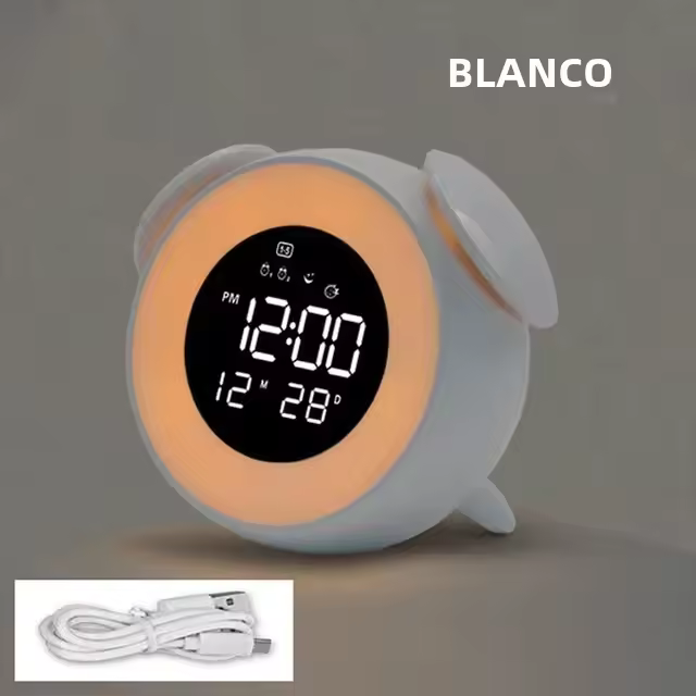 Reloj De Alarma Con Luz LED Y Modo Atardecer Luz De Despierto Infantil Luz Ambiente Para La Habitación Control De Brillo - 1