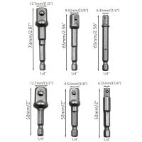Juego De 3 Piezas Adaptador De Destornillador De Acero De Vanadio Cromado Con Rosca Hexagonal 1/4" 3/8" 1/2" Extensión De Brocas Barra Adaptador De Rosca Hexagonal - details 1