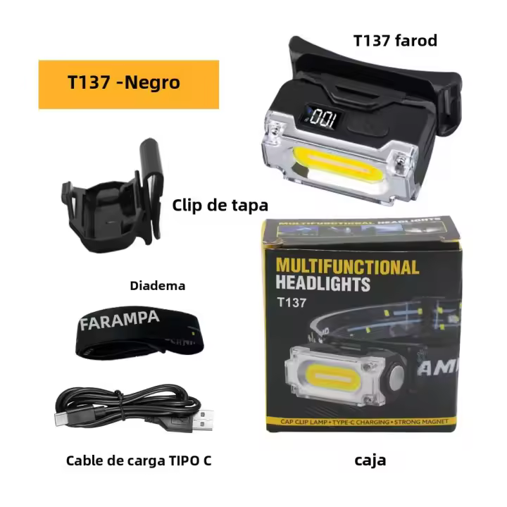 Lámpara De Cabeza Magnética Super Brillante Con 3 Fuente De Luz Clip Para Gorro Para Exteriores Senderismo Camping Trabajo Luz Montada Con Pantalla Digital - 1