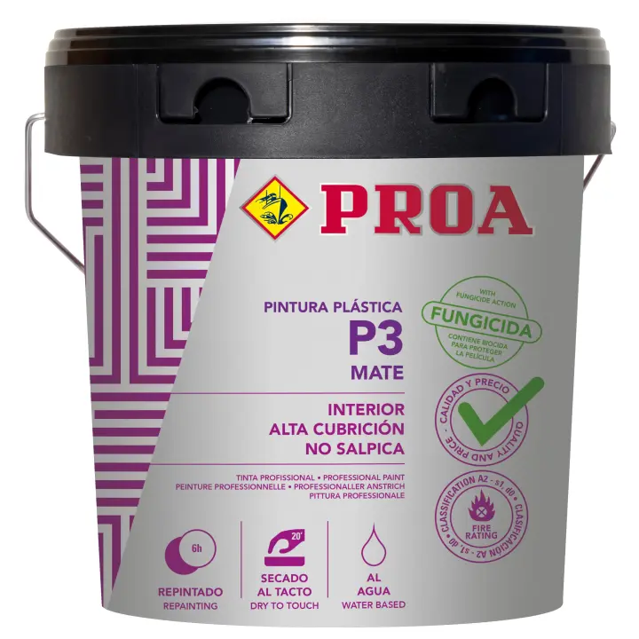 Pintura interior mate P3. 4L Gran cubrición. Paredes Techos 6 kg. Proa. - 1