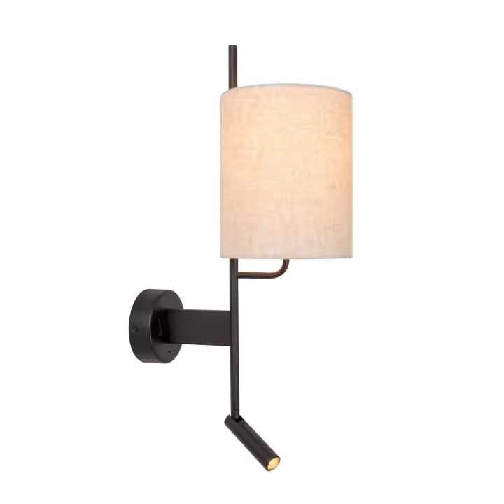 Lucide MAGIC - Lámpara de pared - 1xE27 - Con punto de carga USB - Negro - 1