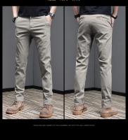 Pantalones Casuales Para Hombre Primavera Verano Algodón 97.8% Elásticos Moda Coreana Ajustados Gris Negro Caqui Pantalones De Cintura Media - details 15