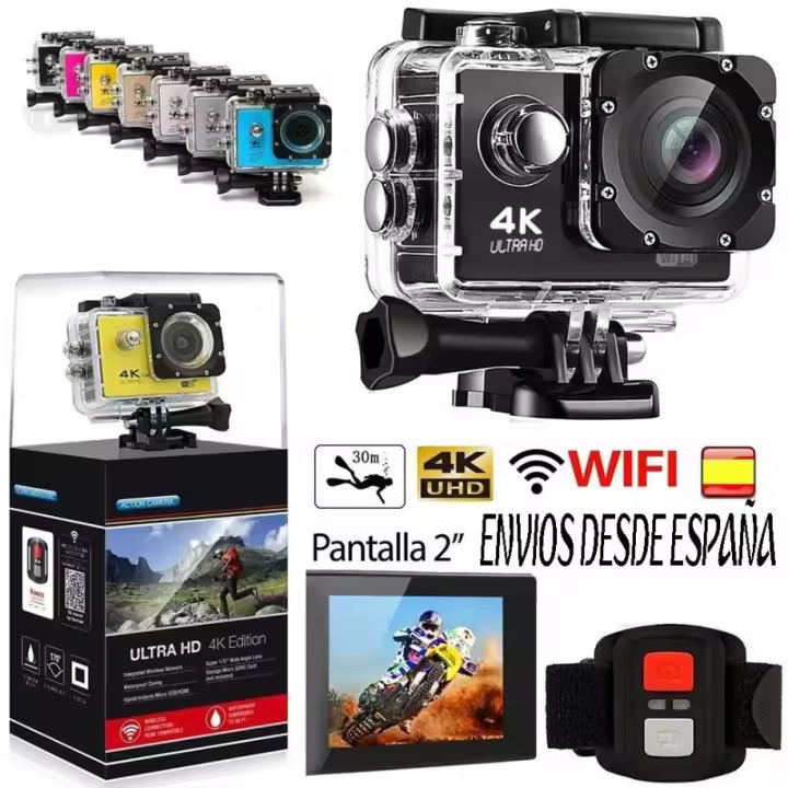 Cámara Deportiva Sanda Ultra HD 4K Resistente Al Agua con Wifi y Accesorios - 16MP - 1