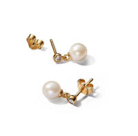 PANDORA Pendientes de perlas Pandora diseño dorado elegante exquisito regalo talla única - details 0