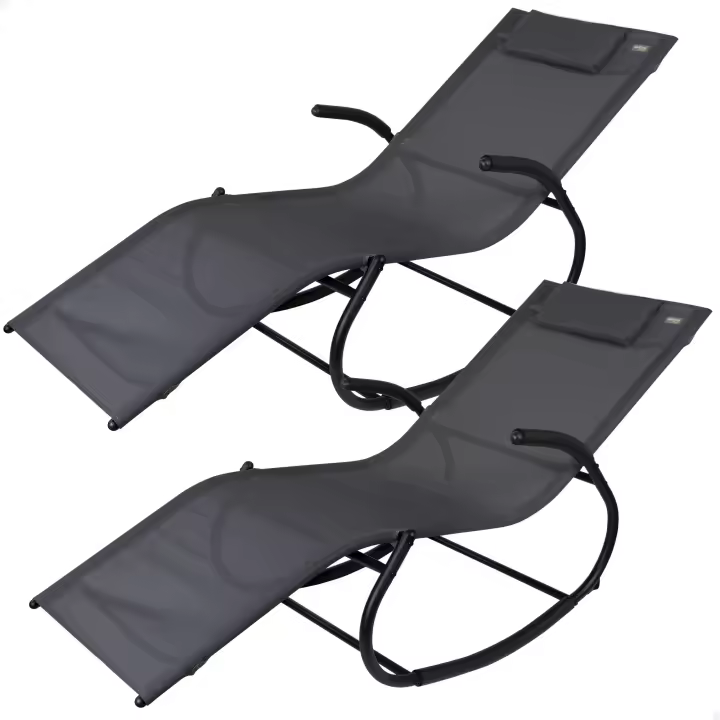 Pack 2 tumbonas mecedoras de jardín antracita c/cojín Aktive - 1