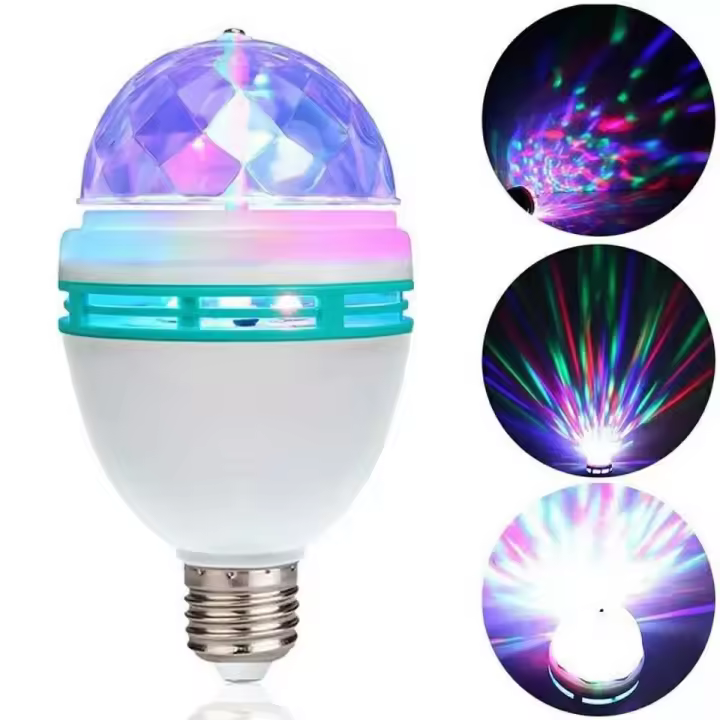 Lámpara De Proyección RGB Mini E27 Rotativa Magia Bola Luz Para Fiesta DJ Disco Barra Casa Bodas Escenario Iluminación - 1