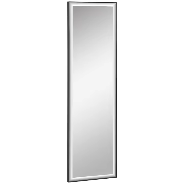 Espejo de pared HOMCOM dim. 120L x 35W cm - Película de seguridad a prueba de explosiones, Sistema de fijación incluido - Marco de aleación de aluminio. Negro - 1