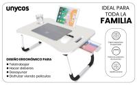 UNYCOS Mesa plegable auxiliar con cajón Ideal para ordenador portátil y libros - details 1