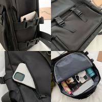 Mochila Estilo Universidad Para Mujeres Color Sólido Japonesa Moda Estudiante Bolsa Deportiva Nylon Preppy Unisex - details 2