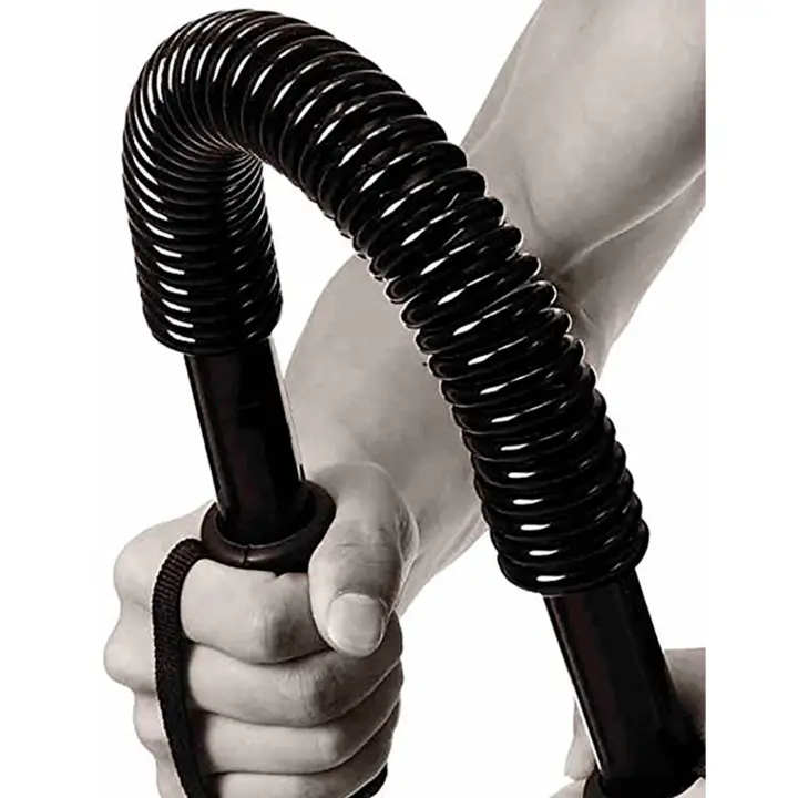 Tradineur - Barra de musculación 50 kg, barra flexible de ejercicio de resistencia, máquina entrenamiento de brazo y pectorales, fitness, muelles de acero, antideslizante, 59 x 4 cm, color aleatorio - 1