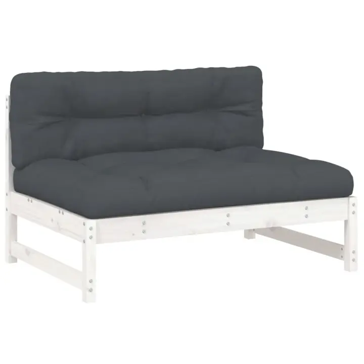 vidaXL Sofá central madera maciza de pino 120x80 cm Pino natural, Pino blanco, Pino gris Conjunto Terraza Muebles Jardín Exterior Juego de Muebles de jardín Mueble Jardín Exterior Muebles de Salon Exterior - 1
