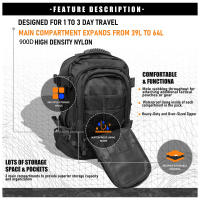 Mochila Grande Para Hombres Mochila Militar Táctica De Viaje Para Trabajo Camping Caza Senderismo Material De Nylon Unisex - details 0