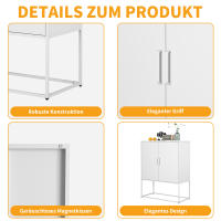 Aparador Metálico, Gabinete de Almacenamiento - 2 Estantes, Gabinete Independiente de Acero, Puerta Magnética, Protección Antiinclinación, Sala de estar, Cocina, Oficina, Blanco, alto 109 cm × Ancho 85 cm × Profundidad 40 cm - details 8