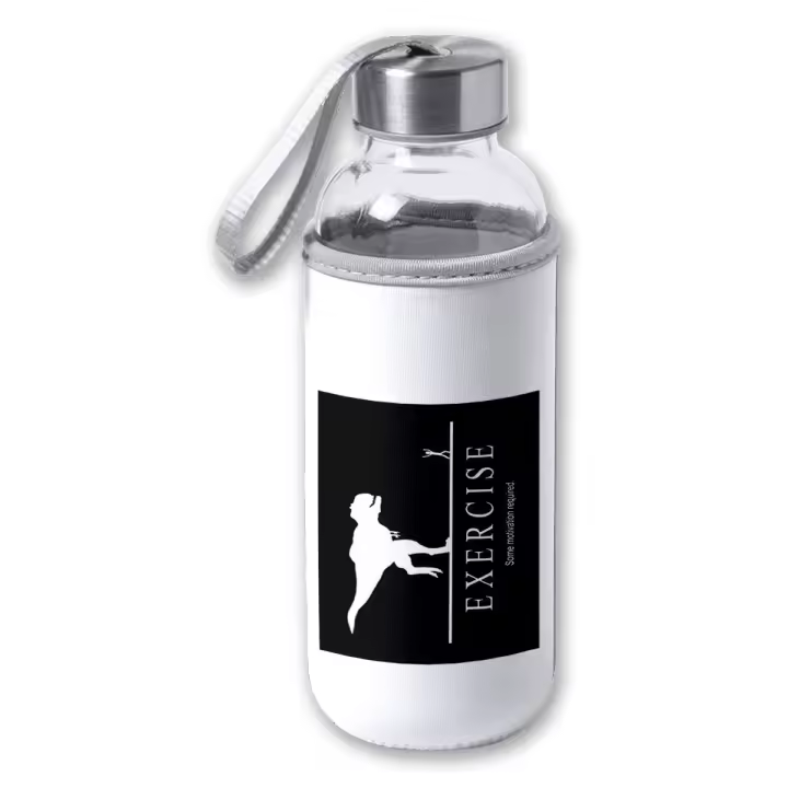 MERCHANDMANIA BIDON DE 420 ML CON FUNDA DE NEOPRENO ejercicio motivacion tiranosaurio rex correr tapon seguridad texto gracioso broma - 1