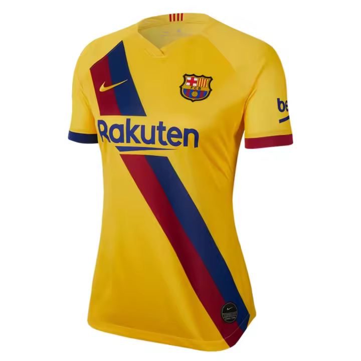 Nike Mujer FC Barcelona Camiseta Segunda Equipación Visitante  Colección Stadium Amarilla 2019 2020 Ref: AJ5747-728 Womens Amarilla Tributo a la Masía Rayas blaugrana diagonal Barça - 1