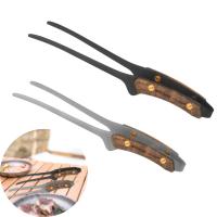 Pinzas De Barbacoa BBQ En Acero Inoxidable Antideslizantes Ligeras Para Camping Y Exterior Clip De Alimentos Con Mango De Nogal Negro Tamaño 24*6*3.5cm Peso 74g - details 12