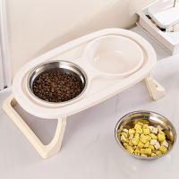 Tazón De Alimentos Para Mascotas Plegable En Acero Inoxidable Protección Del Cuello Base Alta Doble Para Gatos Y Perros - details 6