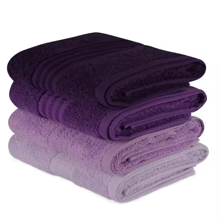 Wellhome Juego de Toallas Morado Oscuro 100% Algodón 4 Piezas - Suave y Absorbente - 1