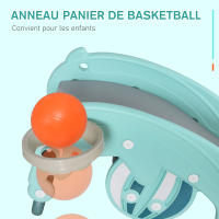 HOMCOM 3 en 1 Balancín Tobogán para Niños Aro de Baloncesto Set de Juegos Multifuncional con Superficies Suaves 18-36 Meses con Forma de Rana Delfín 72x34x47 cm Verde - details 4