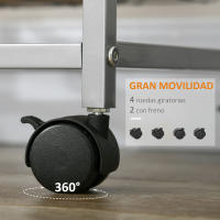 HOMCOM Carro Múltiusos de Cocina Baño con Ruedas 5 Niveles Carrito de Servicio Isla de Cocina Carrito Auxiliar Verdulero Frutero 36.5x36.5x89cm Carga 20kg - details 0