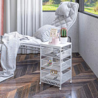 HOMCOM Carrito Auxiliar con Ruedas Carrito de Almacenamiento de 3 Niveles con 3 Cesta de Almacenamiento para Salón Comedor Cocina Baño 34x29,5x57,5 cm Blanco - details 2
