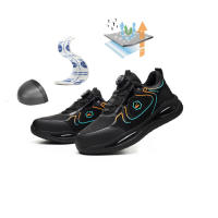 Zapatos de seguridad con amortiguación de aire para hombre, zapatillas de trabajo antigolpes e indestructibles, de malla transpirable, botas protectoras - details 0