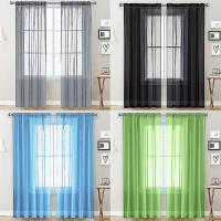 1pc Solid Color Sheer Tulle Window Curtain Drape Living Room Balcony Patio Decor - details 1