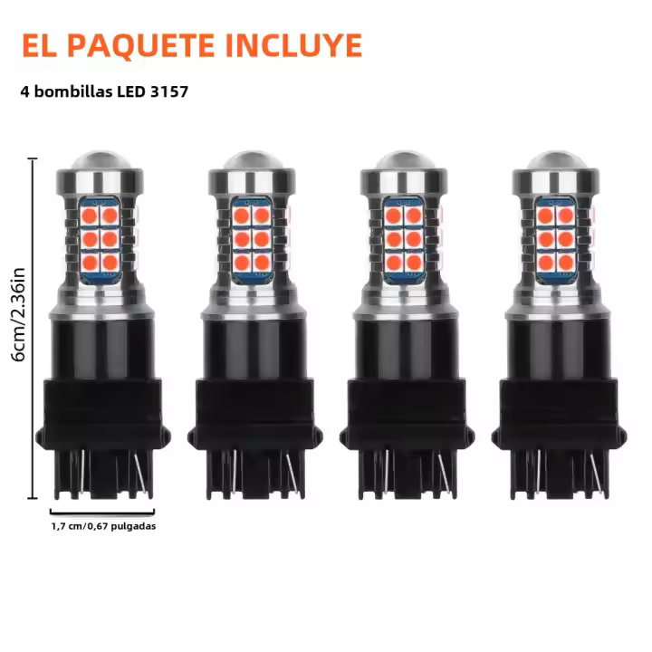 4PCS Lámpara De Freno Intermitente Roja LED 3157 Bombilla De Señal Trasera Y Estacionamiento Luz Trasera Vida Útil Alta Potencia - 1