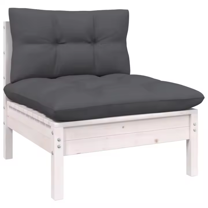 vidaXL Sofá de jardín de 2 plazas con cojines madera maciza pino Marrón y gris, Natural y crema, Blanco Conjunto Terraza Muebles Jardín Exterior Juego de Muebles de jardín Mueble Jardín Exterior Muebles de Salon Exterior - 1