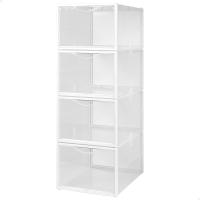 Max Home - 4 cajas de zapatos transparentes, apilables y antivuelco para hogar, Hasta T.46, 25x35x18,5 cm - details 0