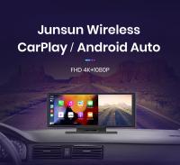 Junsun Cámara de salpicadero inalámbrica Carplay y Android Auto con cámara trasera, DVR, navegación, grabadora de video HD para el tablero de BMW Audi VW - details 0