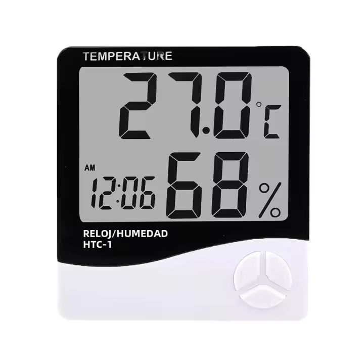 1Pc HTC-1 HTC-2 Medidor De Humedad Y Temperatura Electrónico LCD Estación Meteorológica Digital Para Exteriores Con Reloj - 1