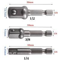 Juego De Adaptadores De Encabo De Acero Cromo Vanadio Con Cabeza Cuadrada Y Rosca Hexagonal Para Brocas 1/4" 3/8" 1/2" Herramientas Eléctricas DIY - details 0