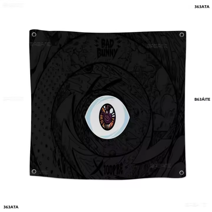Bandera Colgante De Polyester Con Patrón Creativo De Bad Bunny Bandera Impresa Para Manualidades Y Decoración Del Hogar Tamaño Variado - 1