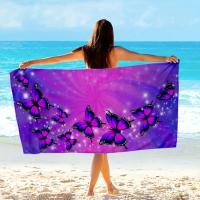 Toalla De Playa De Microfibra Super Absorbente Y Secado Rápido 140x70cm Estampado De Mariposa Para Natación Y Piscina - details 1